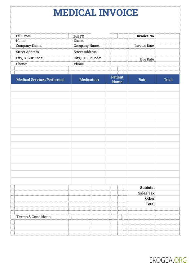 Exemple de modèle de facture médicale